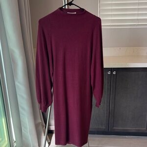 Halston Heritage Deep Red Knit Dress